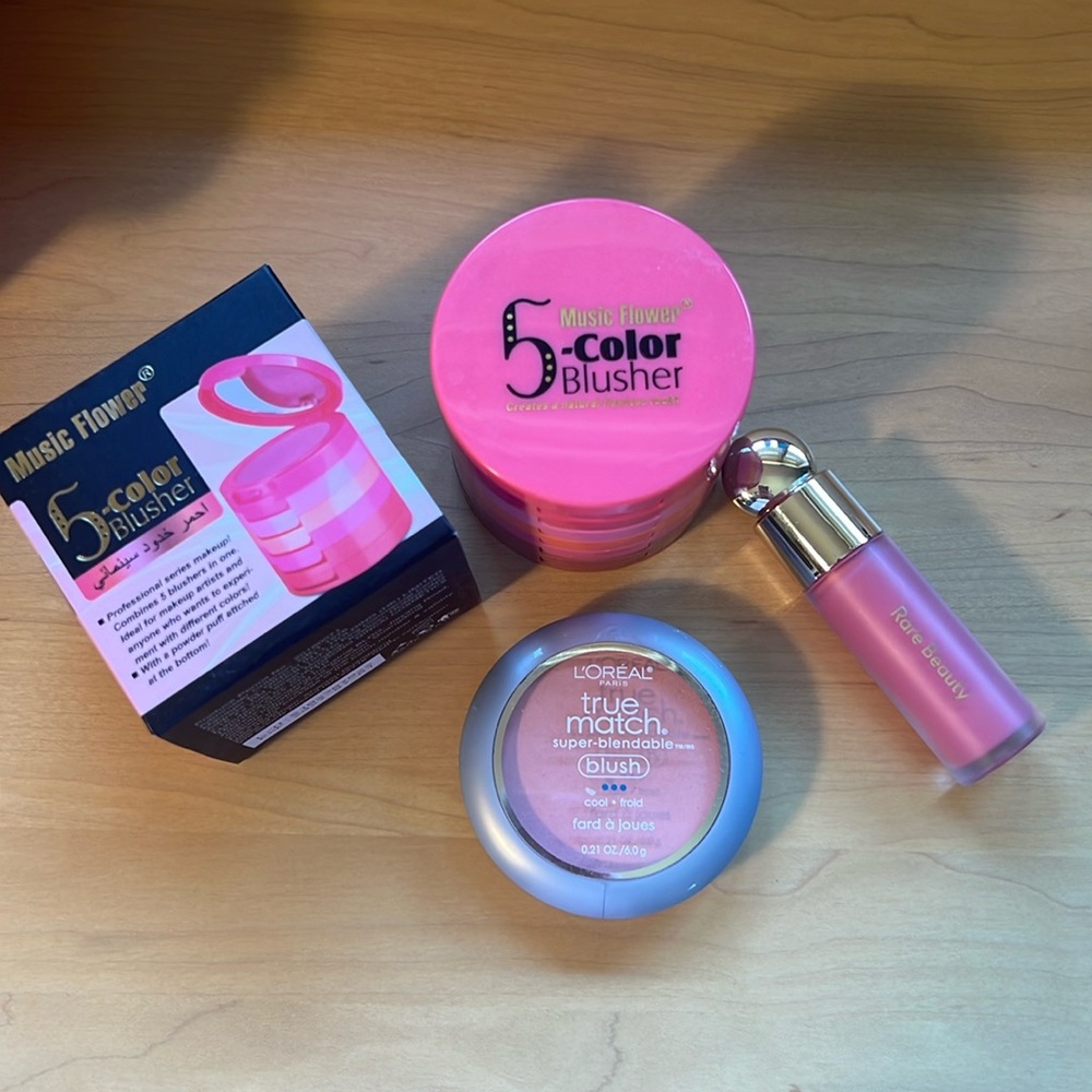 EUC Blush bundle Rare Beauty, Music Flower, & L’Oréal